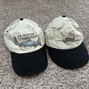 Anvil B-17 Flying Fortress C-47 Skytrain Airplane Tan Black Baseball Cap set lot